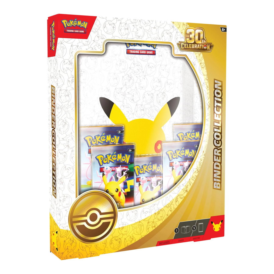 Kit colecionável Pokémon Binder Collection 30th Celebration em inglês, com fichário e 5 boosters